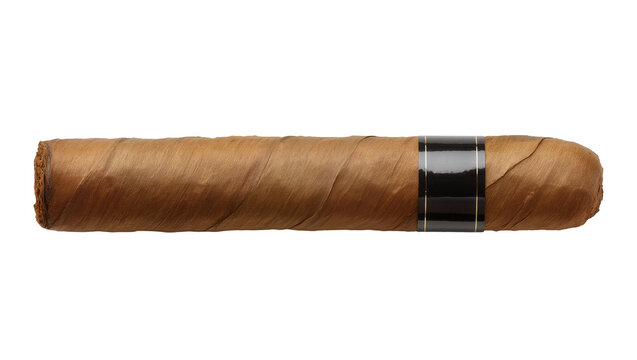 Brown cigar with black and gold band