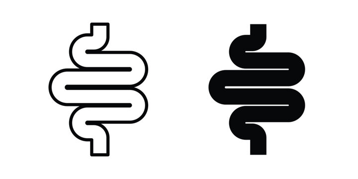 Gut constipation icon solid Icon Design Concept. Line icons