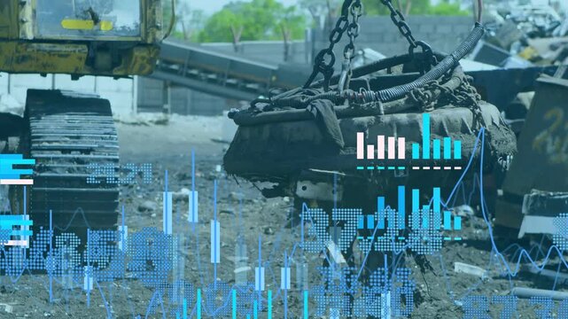 Data feed starting, magnet rotating and chains swaying while overlays rising to map scrap flow