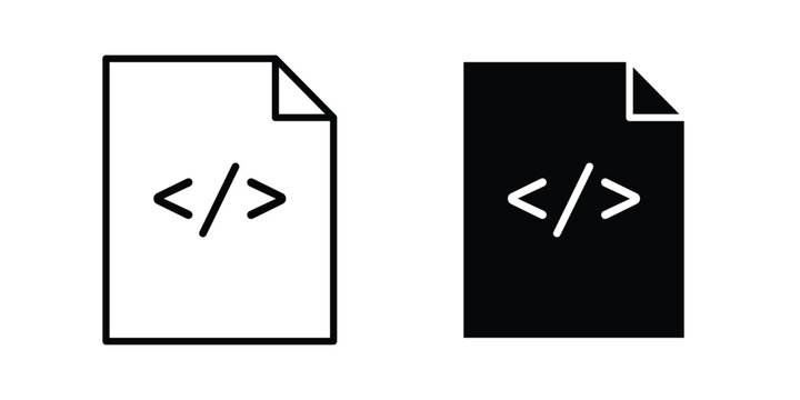 HTML script icon solid Icon Design Concept. Line icons