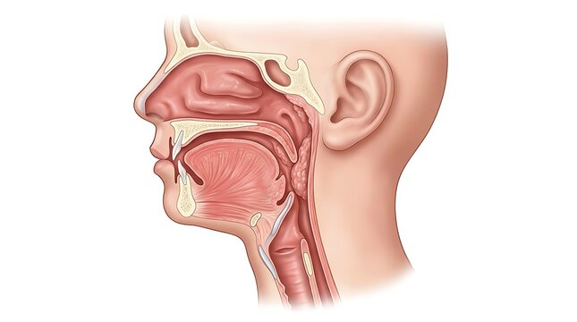 Sagittal cross section of human head and neck anatomy