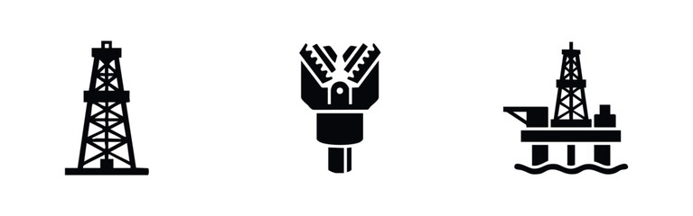 Fototapeta premium Oil and Gas Drilling Rig Industry Icons