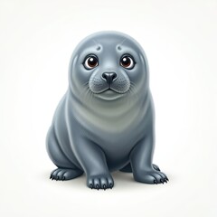 Fototapeta premium Cute Baby Seal Pup Sitting Upright with Big Eyes