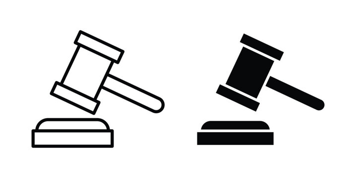 law gavel icon solid Icon Design Concept. Line icons
