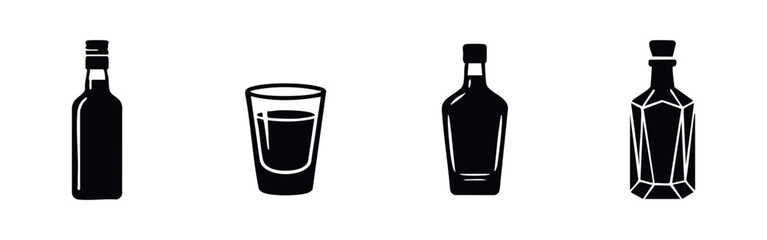 Liquor Bottle Shot Glass and Decanter Icons © Lili