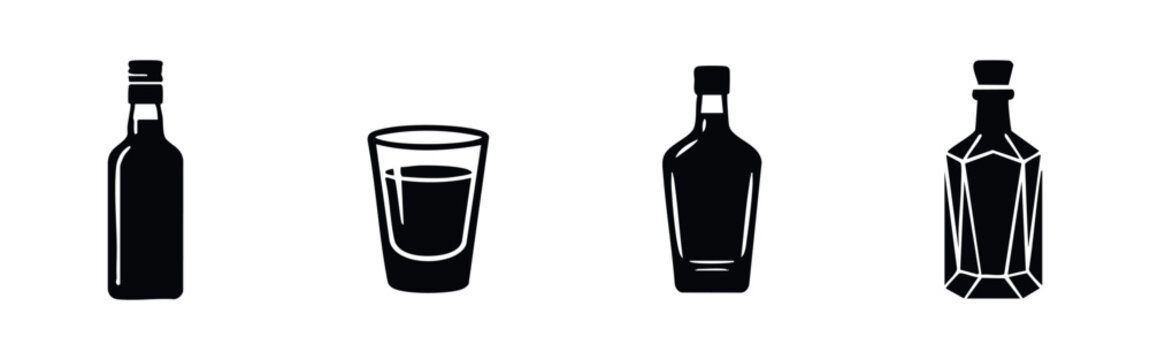 Liquor Bottle Shot Glass and Decanter Icons