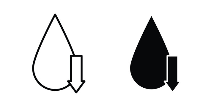 Low water level icon solid Icon Design Concept. Line icons