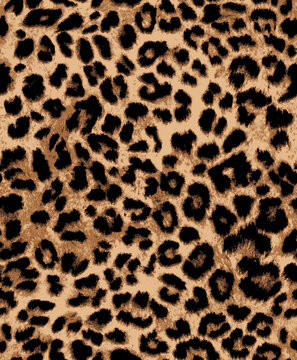 leopard animal skin seamless pattern, watercolor brown safari texture textile 