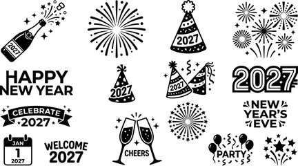 Fototapeta premium New year's 2027 silhouette graphics and text