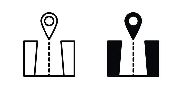 Navigation road trip icon solid Icon Design Concept. Line icons