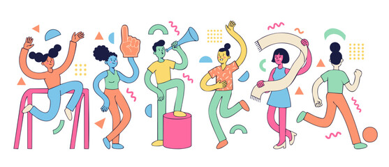 Fototapeta premium Diverse Group People Celebrating Achievement, Vector Illustration of Happy Friends Having Fun with Confetti and Party Elements for Corporate Team Building, Celebration, Success and Unity Concept Desig
