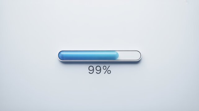 Loading bar at 99 percent, isolated on white background