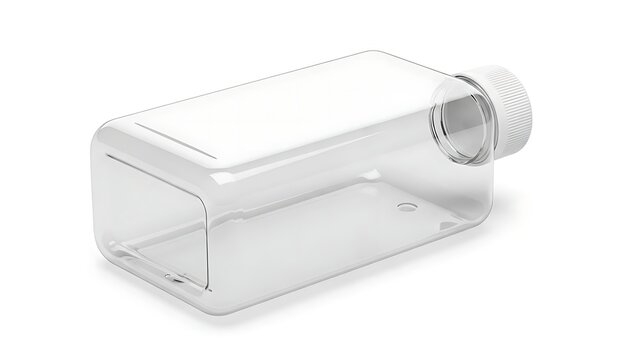 Transparent rectangular container with screw cap