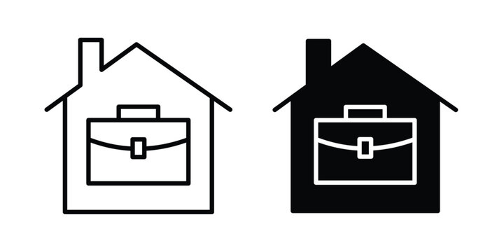 Remote work from home icon solid Icon Design Concept. Line icons