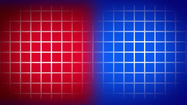 A purple and blue gradient grid sphere with soft glowing mesh lines sits against a dark split-tone background