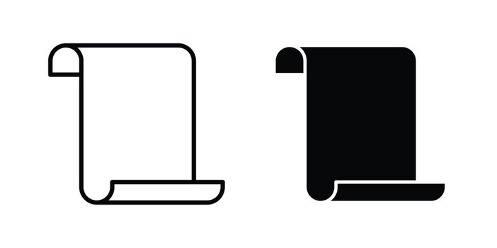 Scroll papyrus paper icon solid Icon Design Concept. Line icons