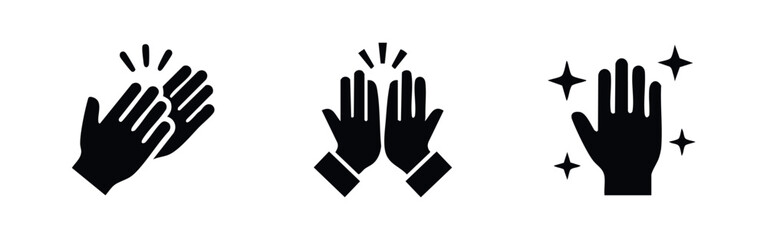 Obraz premium Hands, Applause and High Five Icons Set, Celebration and Hygiene Symbols