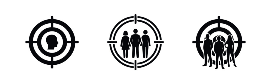 Target audience and demographic icons for marketing and business strategy.