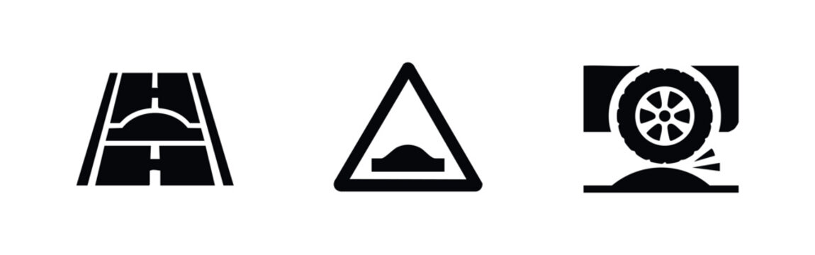 Speed bump and road hump icons for traffic calming and road safety.