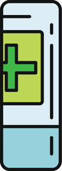 Obraz premium Hand sanitizer bottle with green medical cross icon illustrating health and hygiene