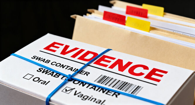 Collection of forensic evidence boxes and document folders ready for investigation and analysis