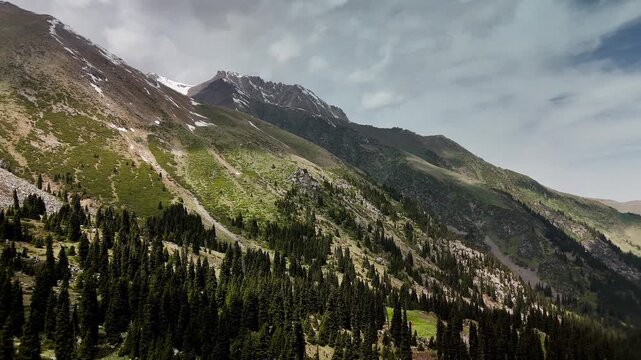 Aerial Mountains landscape in Kazakhstan