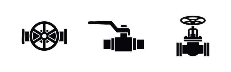 Naklejka premium Industrial and plumbing valve control icons set