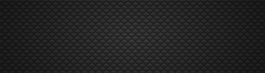Fototapeta premium Quilted diamond leather pattern, soft, deep black tone.