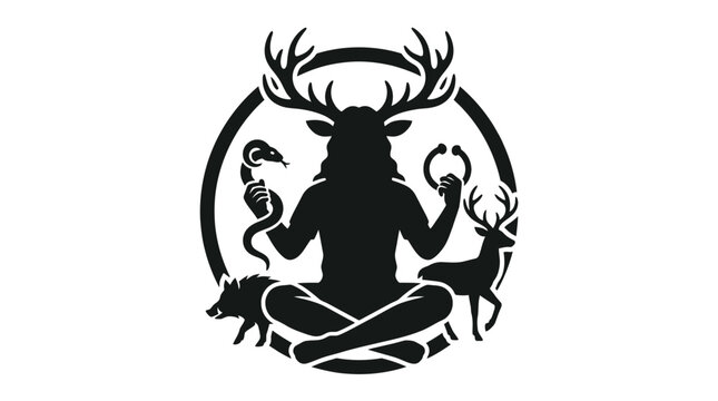 Cernunnos Celtic God of Nature and Animals Silhouette.