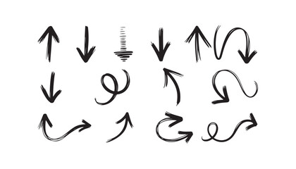 Fototapeta premium Sketchy arrow doodles and icons collection on transparent background vector.