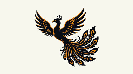 Fototapeta premium Mythical Phoenix Bird Spreading Wings in Flight.