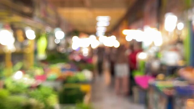 Abstract luminescence and diffused market activity blend into a captivating, colorful, bustling