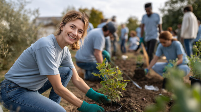  Corporate team participating in social responsibility activity
