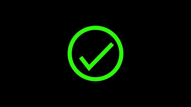 Green checkmark inside a circle on black background