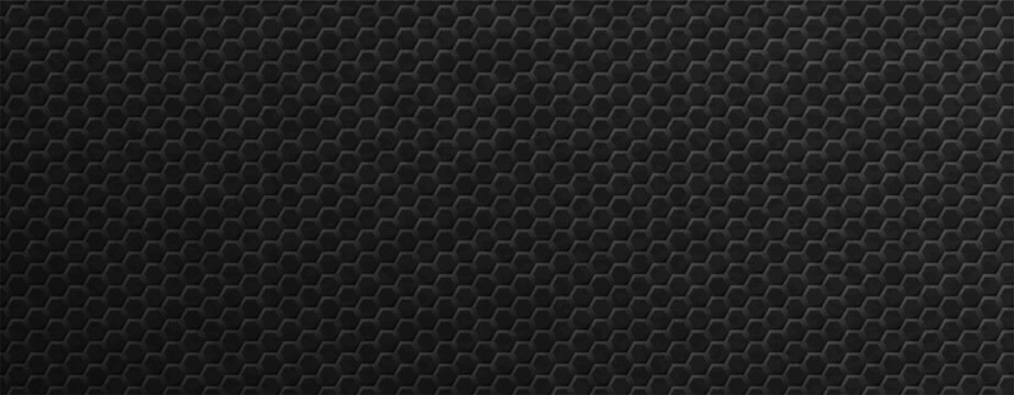 Black hexagonal honeycomb pattern matte dark gray texture.