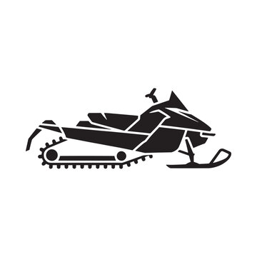 Snowmobile silhouette on a white background