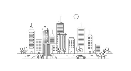 Fototapeta premium City Skyline with Tall Buildings.