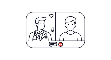 Fototapeta premium Doctor and patient in a video call, telemedicine consultation, online healthcare concept
