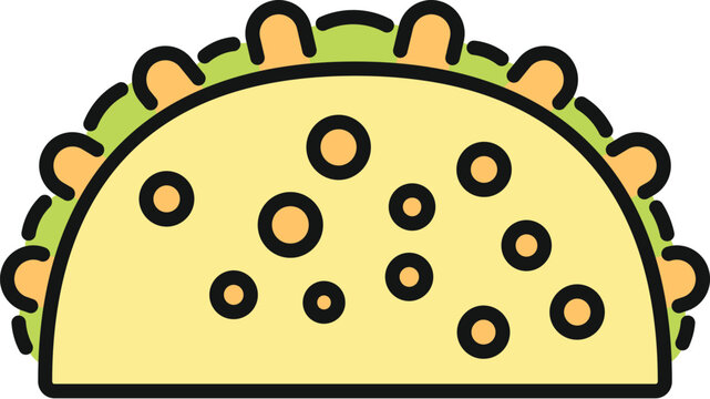 Taco with filling in a hard shell, representing mexican cuisine and fast food