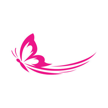 Minimalist pink butterfly vector with smooth flowing wings, symbolizing beauty, freedom, and transformation. Perfect for logos, design projects, and decorative artwork.