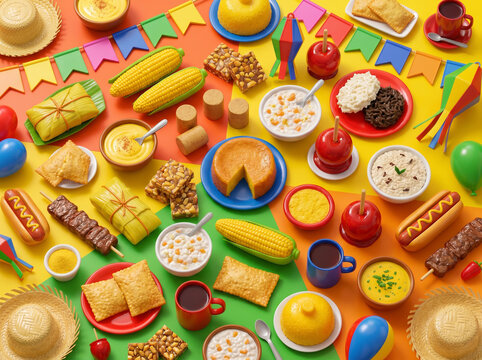 Brazilian june party foods background still life