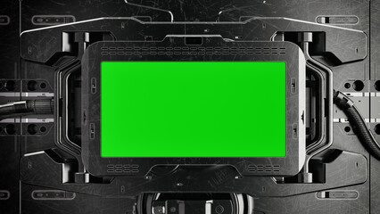 Dark Industrial Sci-Fi Monitor with Green Screen Mockup © DigitalPenTH