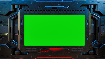 Futuristic Sci-Fi Control Panel with Green Screen Display © DigitalPenTH