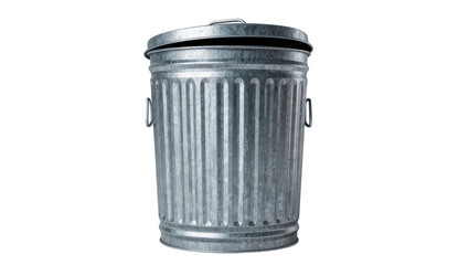 Galvanized metal trash can with lid and handles © Antonio