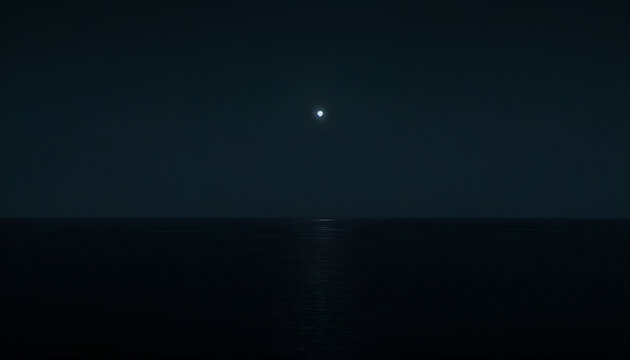 Panoramic calm oceanscape moonlit night background