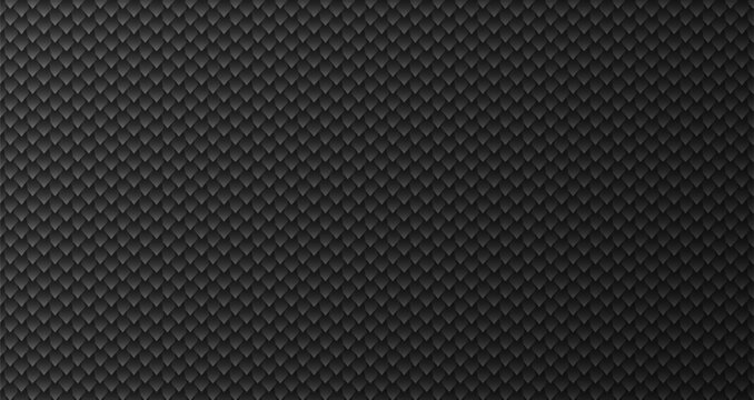 Dark metallic scale background black diamond tile pattern texture.