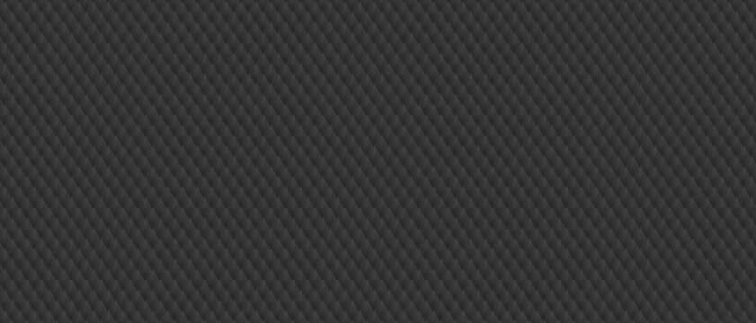 Dark carbon fiber diagonal weave seamless black textured background.