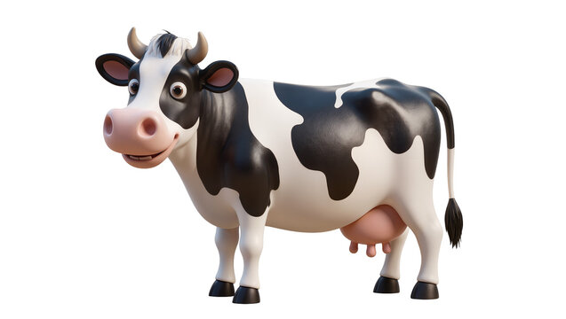 Cartoon Holstein Friesian cow with black and white spots