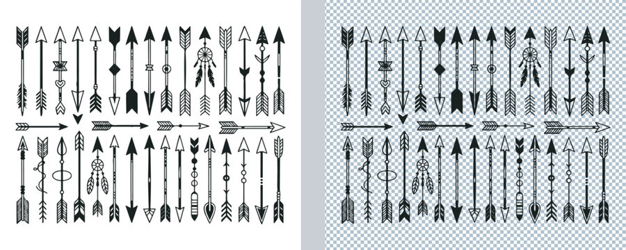 Stylized Arrow Collection Line Art Icon Set