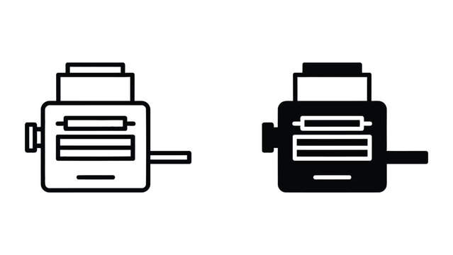 Vector illustration of two connected document scanners on flat surface